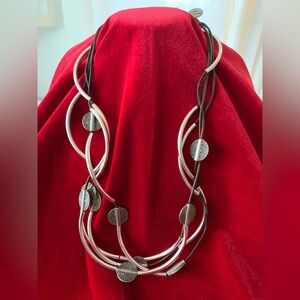 2/$15 Lizzy Jane Triple Strand  Necklace with Silver and Brown Accents